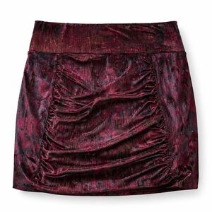 Free People Burgundy and Black Velvet Skirt Size L
